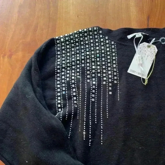 Vila Milano black sweater with rhinestones, NWT size Small - Picture 2 of 4
